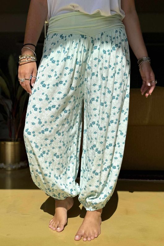 Made in Italy Harem Balloon Pant Peony Mint Cream /7 = ~ 